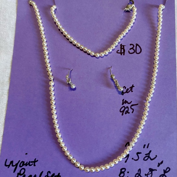 infant/toddler pearl necklace, bracelet, earrings set - Picture 3 of 3